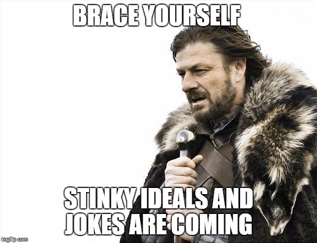 Brace Yourselves X is Coming Meme | BRACE YOURSELF STINKY IDEALS AND JOKES ARE COMING | image tagged in memes,brace yourselves x is coming | made w/ Imgflip meme maker