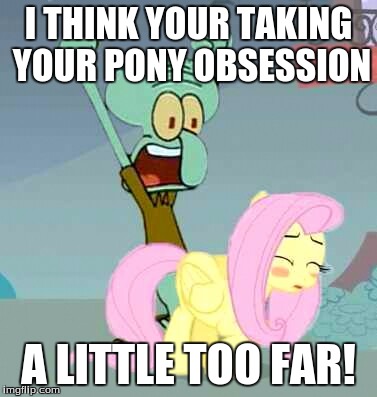 I THINK YOUR TAKING YOUR PONY OBSESSION; A LITTLE TOO FAR! | image tagged in squidward stop | made w/ Imgflip meme maker