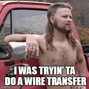 I WAS TRYIN' TA DO A WIRE TRANSFER | made w/ Imgflip meme maker