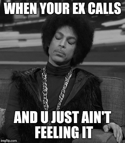 WHEN YOUR EX CALLS; AND U JUST AIN'T FEELING IT | image tagged in prince | made w/ Imgflip meme maker