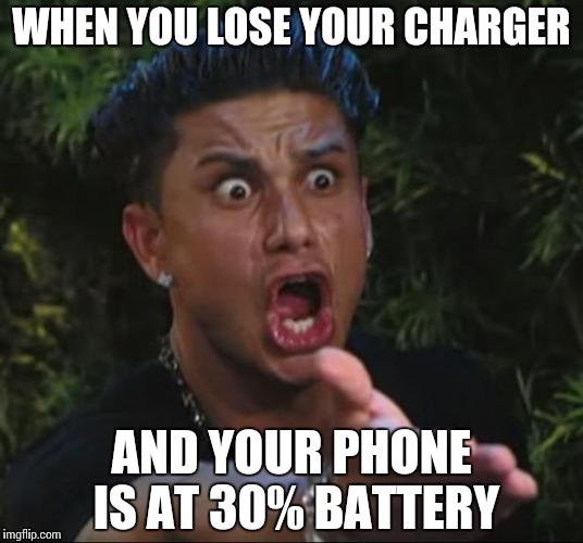DJ Pauly D | WHEN YOU LOSE YOUR CHARGER; AND YOUR PHONE IS AT 30% BATTERY | image tagged in memes,dj pauly d | made w/ Imgflip meme maker