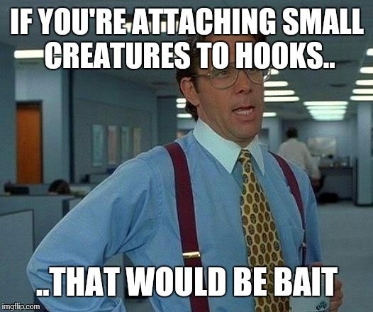 That Would Be Great | IF YOU'RE ATTACHING SMALL CREATURES TO HOOKS.. ..THAT WOULD BE BAIT | image tagged in memes,that would be great | made w/ Imgflip meme maker