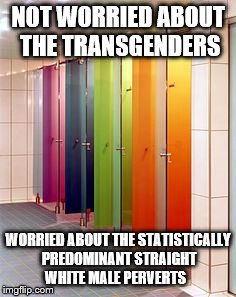 Transgender |  NOT WORRIED ABOUT THE TRANSGENDERS; WORRIED ABOUT THE STATISTICALLY PREDOMINANT STRAIGHT WHITE MALE PERVERTS | image tagged in public toilet | made w/ Imgflip meme maker