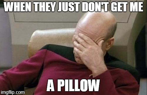 top of the line prank | WHEN THEY JUST DON'T GET ME; A PILLOW | image tagged in memes,captain picard facepalm | made w/ Imgflip meme maker