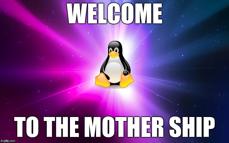 There are alternatives to win 10..... | WELCOME; TO THE MOTHER SHIP | image tagged in linux,memes | made w/ Imgflip meme maker
