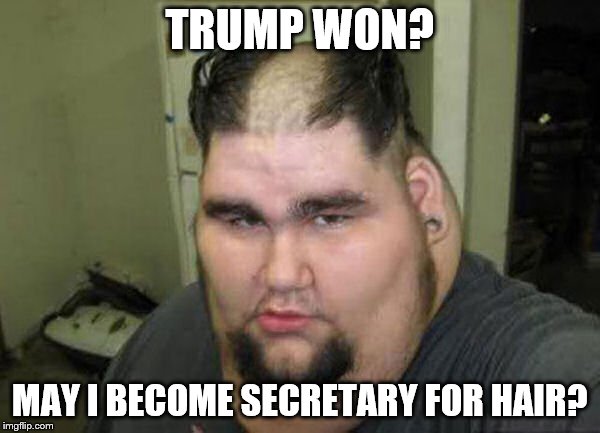 Thug_hairstyle | TRUMP WON? MAY I BECOME SECRETARY FOR HAIR? | image tagged in thug_hairstyle | made w/ Imgflip meme maker