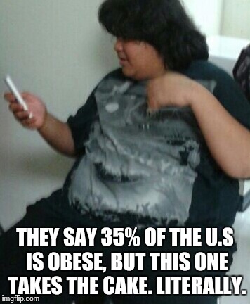 THEY SAY 35% OF THE U.S IS OBESE, BUT THIS ONE TAKES THE CAKE. LITERALLY. | image tagged in the definition of obesity | made w/ Imgflip meme maker