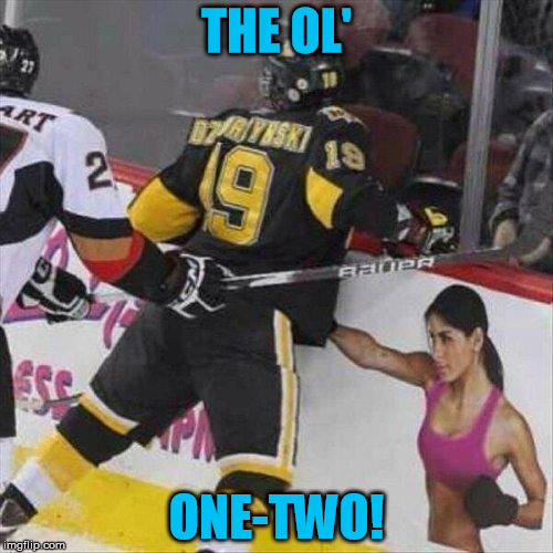 How to Knock Out a Hockey Player | THE OL'; ONE-TWO! | image tagged in ice hockey,boxing | made w/ Imgflip meme maker