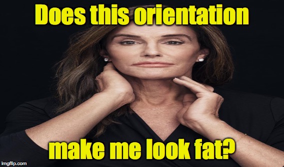 Orientation Matters | Does this orientation; make me look fat? | image tagged in caitlyn jenner,orientation,fat | made w/ Imgflip meme maker