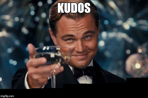 Leonardo Dicaprio Cheers Meme | KUDOS | image tagged in memes,leonardo dicaprio cheers | made w/ Imgflip meme maker