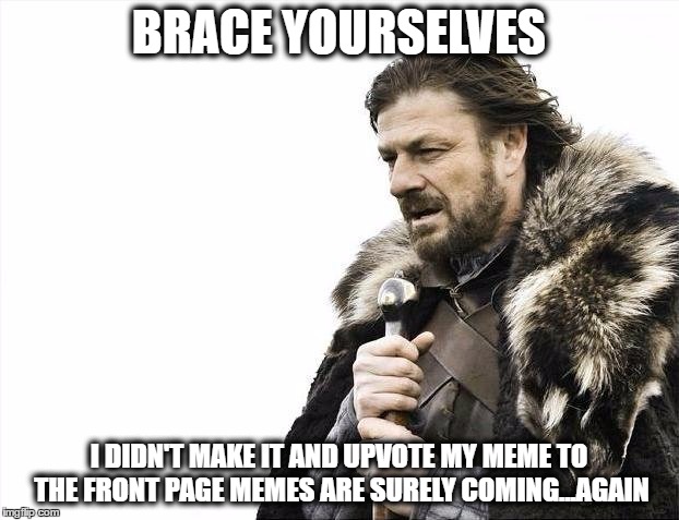 A plethera of the same thing...in case we forget the novelty of it all | BRACE YOURSELVES; I DIDN'T MAKE IT AND UPVOTE MY MEME TO THE FRONT PAGE MEMES ARE SURELY COMING...AGAIN | image tagged in memes,brace yourselves x is coming | made w/ Imgflip meme maker