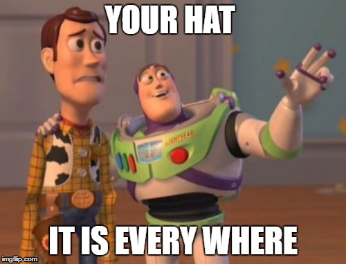 X, X Everywhere | YOUR HAT; IT IS EVERY WHERE | image tagged in memes,x x everywhere | made w/ Imgflip meme maker