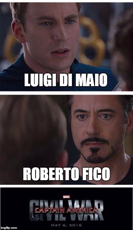 Marvel Civil War 1 Meme | LUIGI DI MAIO; ROBERTO FICO | image tagged in memes,marvel civil war 1 | made w/ Imgflip meme maker