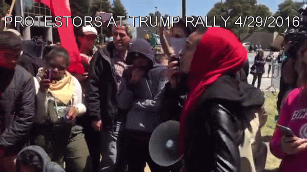 PROTESTORS AT TRUMP RALLY 4/29/2016 | image tagged in gifs | made w/ Imgflip video-to-gif maker
