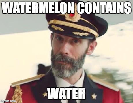 Captain Obvious | WATERMELON CONTAINS; WATER | image tagged in captain obvious | made w/ Imgflip meme maker