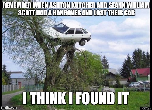 Dude? Where's My Car? | REMEMBER WHEN ASHTON KUTCHER AND SEANN WILLIAM SCOTT HAD A HANGOVER AND LOST THEIR CAR; I THINK I FOUND IT | image tagged in memes,secure parking | made w/ Imgflip meme maker