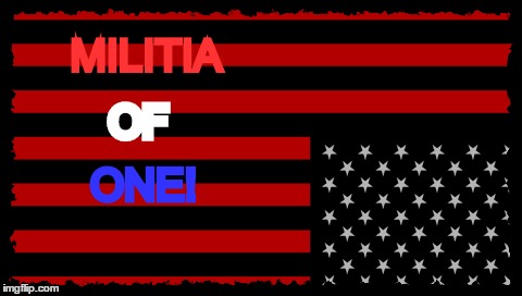 Be the resistance. End the establishment! death to ZOG! | MILITIA; OF; ONE! | image tagged in patriot,american,american flag,militia,empower the republic | made w/ Imgflip meme maker