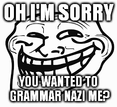 OH I'M SORRY YOU WANTED TO GRAMMAR NAZI ME? | made w/ Imgflip meme maker