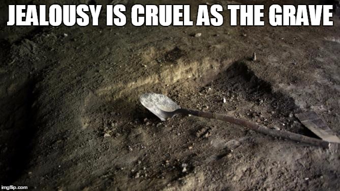 JEALOUSY IS CRUEL AS THE GRAVE | image tagged in grave | made w/ Imgflip meme maker