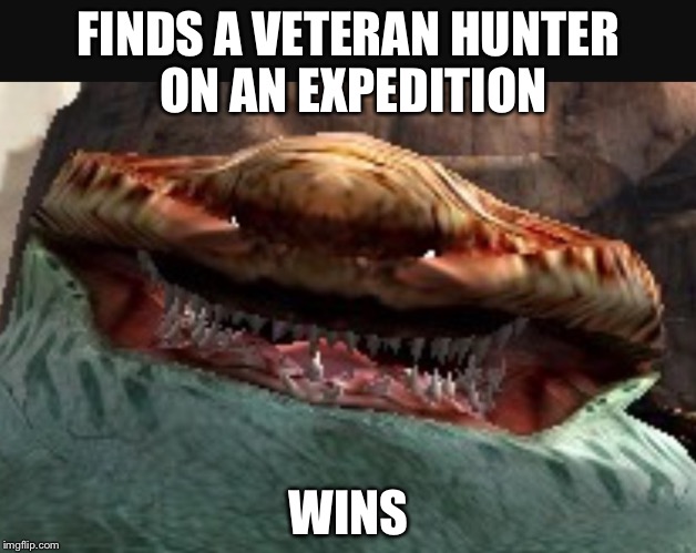 DISCLAIMER: the Tigerstripe Zamtrios is a monster in the game Monster Hunter 4 Ultimate (haven't seen it yet, still at gycepros) | FINDS A VETERAN HUNTER ON AN EXPEDITION; WINS | image tagged in overjoyed tigerstripe zamtrios mh4u,mh4u,overjoyed | made w/ Imgflip meme maker