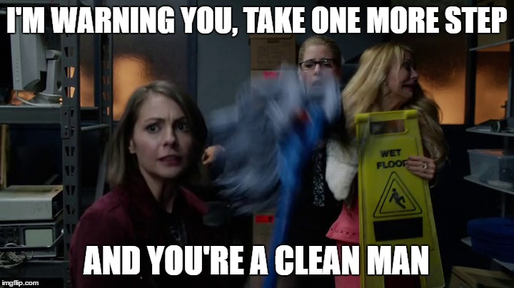 backed into a corner | I'M WARNING YOU, TAKE ONE MORE STEP; AND YOU'RE A CLEAN MAN | image tagged in arrow,willa holland,emily bett rickards,charlotte ross,i'm warning you | made w/ Imgflip meme maker