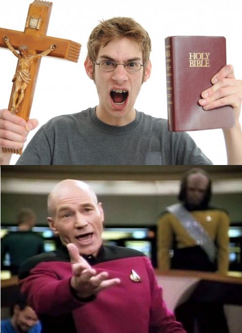 Angry Christian vs Picard Blank Meme Template