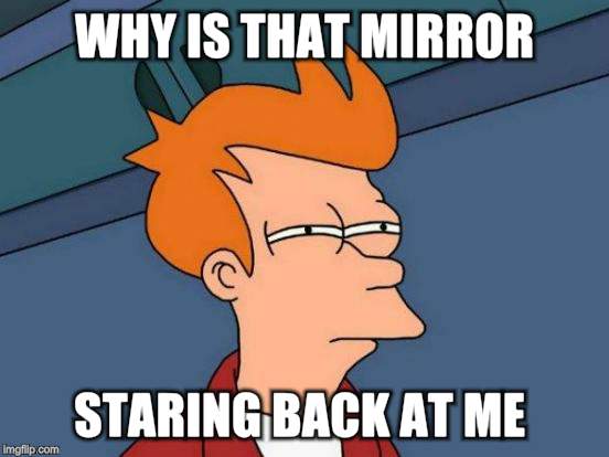 Futurama Fry Meme | WHY IS THAT MIRROR STARING BACK AT ME | image tagged in memes,futurama fry | made w/ Imgflip meme maker