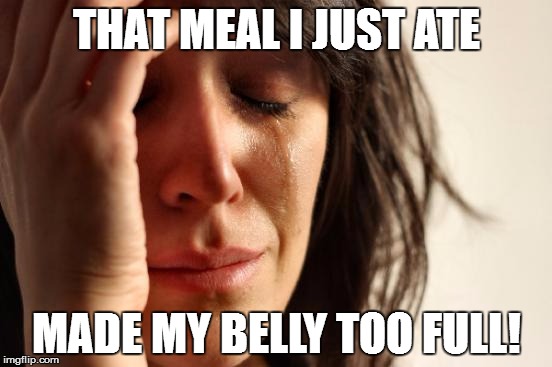 First World Problems Meme | THAT MEAL I JUST ATE; MADE MY BELLY TOO FULL! | image tagged in memes,first world problems | made w/ Imgflip meme maker