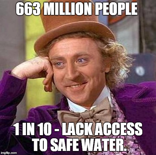 Creepy Condescending Wonka | 663 MILLION PEOPLE; 1 IN 10 - LACK ACCESS TO SAFE WATER. | image tagged in memes,creepy condescending wonka | made w/ Imgflip meme maker
