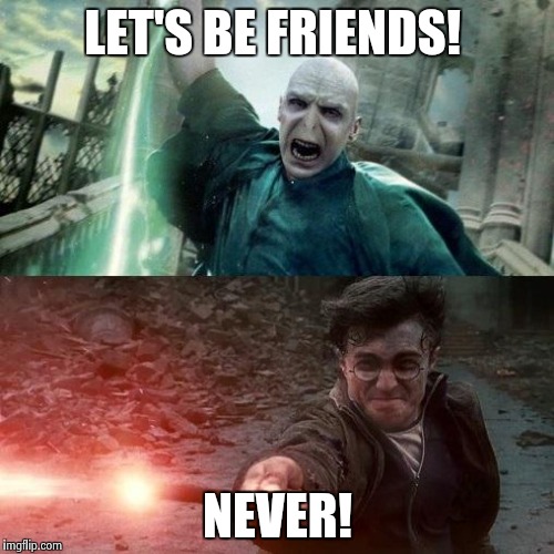 Harry Potter meme | LET'S BE FRIENDS! NEVER! | image tagged in harry potter meme | made w/ Imgflip meme maker