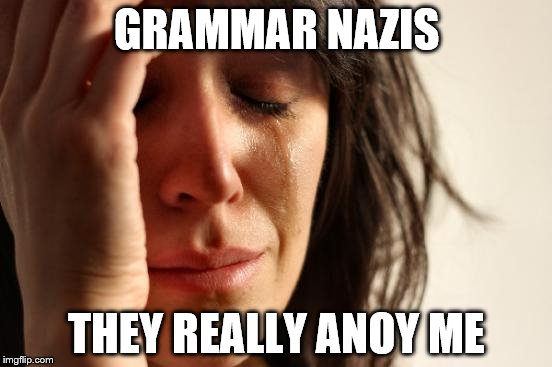 First World Problems Meme | GRAMMAR NAZIS; THEY REALLY ANOY ME | image tagged in memes,first world problems | made w/ Imgflip meme maker