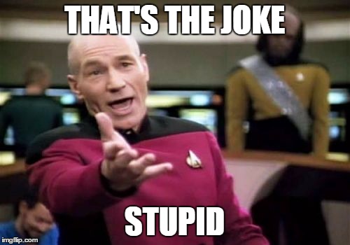 Picard Wtf Meme | THAT'S THE JOKE STUPID | image tagged in memes,picard wtf | made w/ Imgflip meme maker