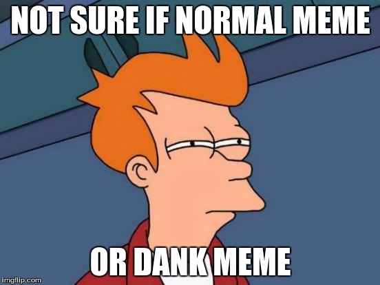 Futurama Fry | NOT SURE IF NORMAL MEME; OR DANK MEME | image tagged in memes,futurama fry | made w/ Imgflip meme maker