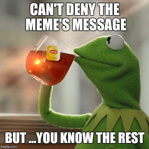 But That's None Of My Business Meme | CAN'T DENY THE MEME'S MESSAGE BUT ...YOU KNOW THE REST | image tagged in memes,but thats none of my business,kermit the frog | made w/ Imgflip meme maker