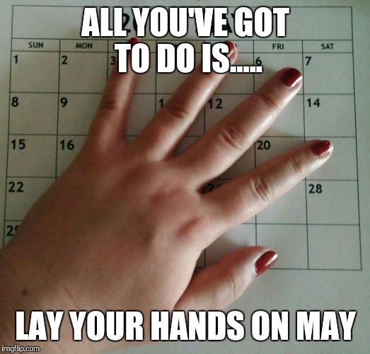 Lay your hands on May | ALL YOU'VE GOT TO DO IS..... LAY YOUR HANDS ON MAY | image tagged in facebook | made w/ Imgflip meme maker