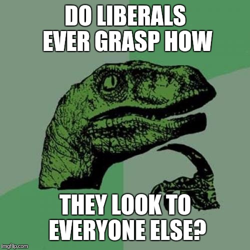 Philosoraptor Meme | DO LIBERALS EVER GRASP HOW THEY LOOK TO EVERYONE ELSE? | image tagged in memes,philosoraptor | made w/ Imgflip meme maker