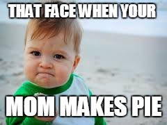 Pie | THAT FACE WHEN YOUR; MOM MAKES PIE | image tagged in pie | made w/ Imgflip meme maker