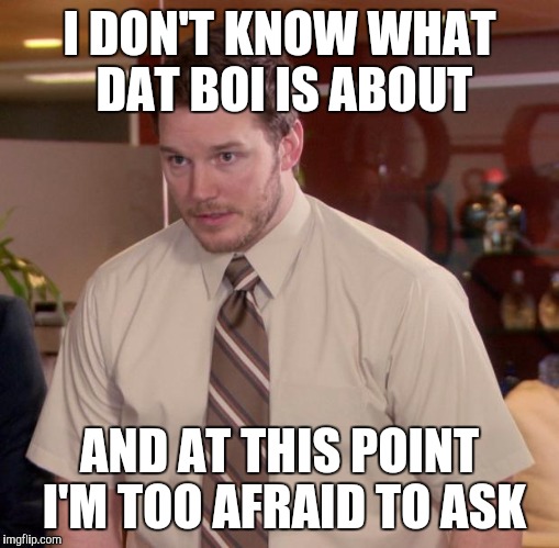 Afraid To Ask Andy Meme | I DON'T KNOW WHAT DAT BOI IS ABOUT; AND AT THIS POINT I'M TOO AFRAID TO ASK | image tagged in memes,afraid to ask andy,AdviceAnimals | made w/ Imgflip meme maker