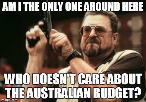 Am I The Only One Around Here | AM I THE ONLY ONE AROUND HERE; WHO DOESN'T CARE ABOUT THE AUSTRALIAN BUDGET? | image tagged in memes,am i the only one around here | made w/ Imgflip meme maker