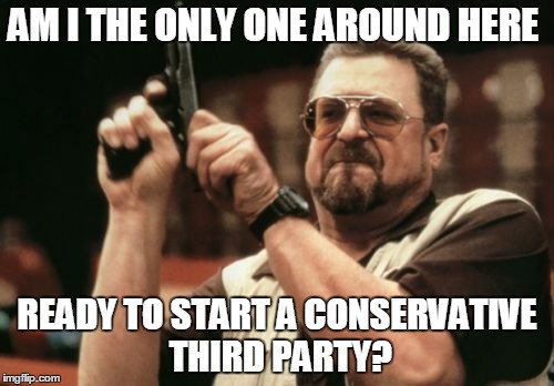 #NeverTrump | AM I THE ONLY ONE AROUND HERE; READY TO START A CONSERVATIVE THIRD PARTY? | image tagged in memes,am i the only one around here,donald trump | made w/ Imgflip meme maker