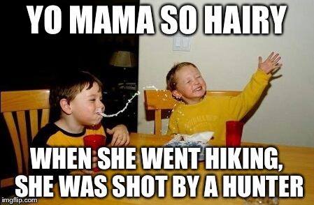 Yo Mamas So Fat | YO MAMA SO HAIRY; WHEN SHE WENT HIKING, SHE WAS SHOT BY A HUNTER | image tagged in memes,yo mamas so fat | made w/ Imgflip meme maker