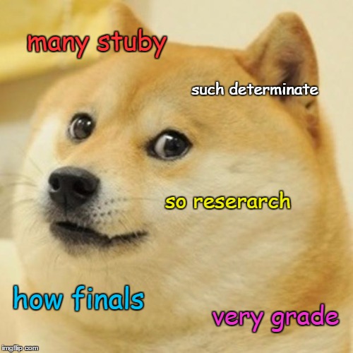 Doge Meme | many stuby; such determinate; so reserarch; how finals; very grade | image tagged in memes,doge | made w/ Imgflip meme maker