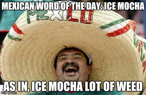Mexico | MEXICAN WORD OF THE DAY: ICE MOCHA; AS IN, ICE MOCHA LOT OF WEED | image tagged in mexico,funny,bad joke eel,memes | made w/ Imgflip meme maker