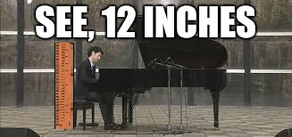 Pianist | SEE, 12 INCHES | image tagged in pianista,memes | made w/ Imgflip meme maker