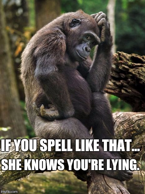 IF YOU SPELL LIKE THAT... SHE KNOWS YOU'RE LYING. | made w/ Imgflip meme maker