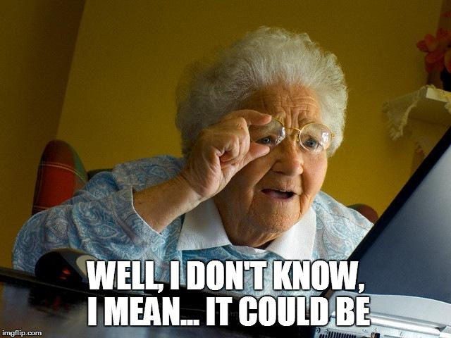 Grandma Finds The Internet Meme | WELL, I DON'T KNOW, I MEAN... IT COULD BE | image tagged in memes,grandma finds the internet | made w/ Imgflip meme maker