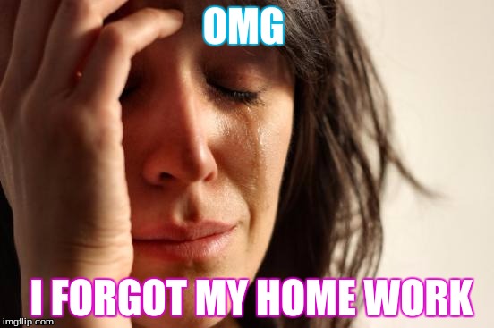 First World Problems | OMG; I FORGOT MY HOME WORK | image tagged in memes,first world problems | made w/ Imgflip meme maker