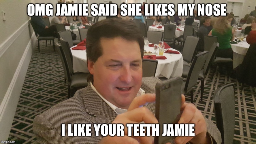 OMG JAMIE SAID SHE LIKES MY NOSE; I LIKE YOUR TEETH JAMIE | image tagged in https//wwwyoutubecom/watchvx4fakxzxhdw | made w/ Imgflip meme maker