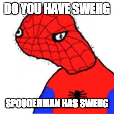 swehg | DO YOU HAVE SWEHG; SPOODERMAN HAS SWEHG | image tagged in spooderman,swag | made w/ Imgflip meme maker