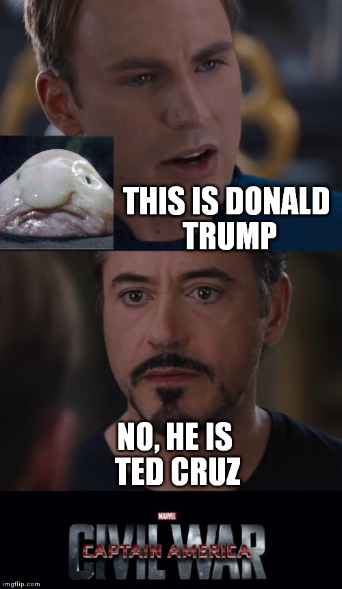 Marvel Civil War | THIS IS DONALD TRUMP; NO, HE IS TED CRUZ | image tagged in memes,marvel civil war | made w/ Imgflip meme maker